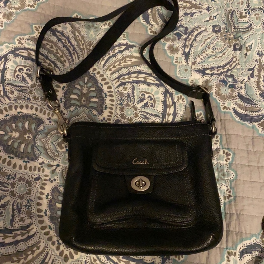 Coach black leather crossbody